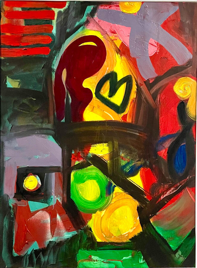 "Can't Burn Us Down," 2022. Oil on paper, 28 x 40 inches, matted/framed, $850.