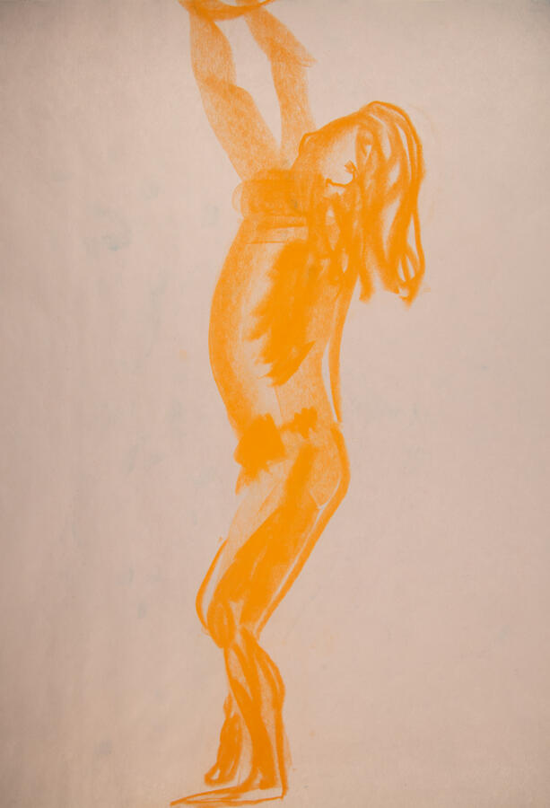 "Reaching in Gold," 2023. Chalk Pastel on paper, 18 x 24, unframed, $40.