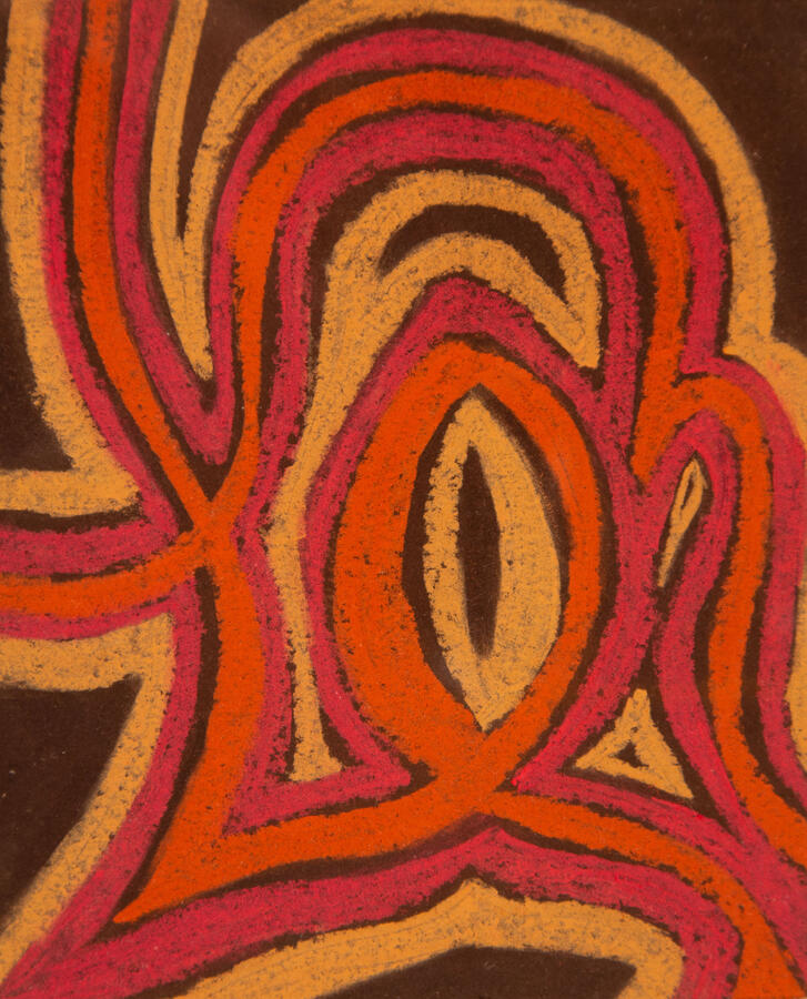 "Figurative Abstraction 7: Hydrant," 2022. Chalk pastel on paper, 8 x 10 inches, matted/framed, $500 for the full series of 7.