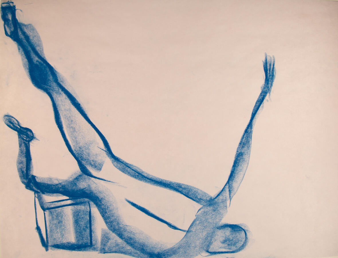 "Acrobat in Blue," 2023. Chalk Pastel on paper, 18 x 24, unframed, $40.