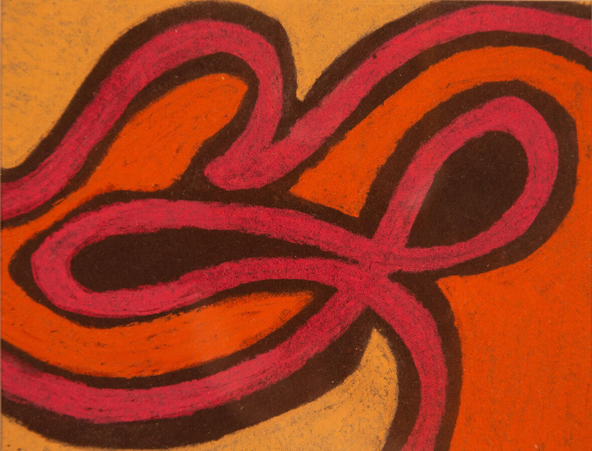 "Figurative Abstraction 6: Handshake," 2022. Chalk pastel on paper, 8 x 10 inches, matted/framed, $500 for the full series of 7.