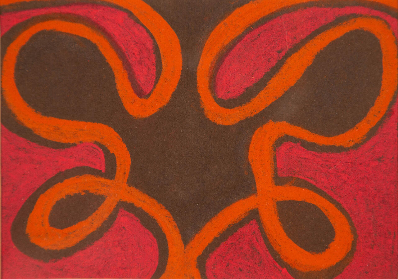 "Figurative Abstraction 4: Pelvis," 2022. Chalk pastel on dark paper, 8 x 10 inches, matted/framed, $500 for the full series of 7.