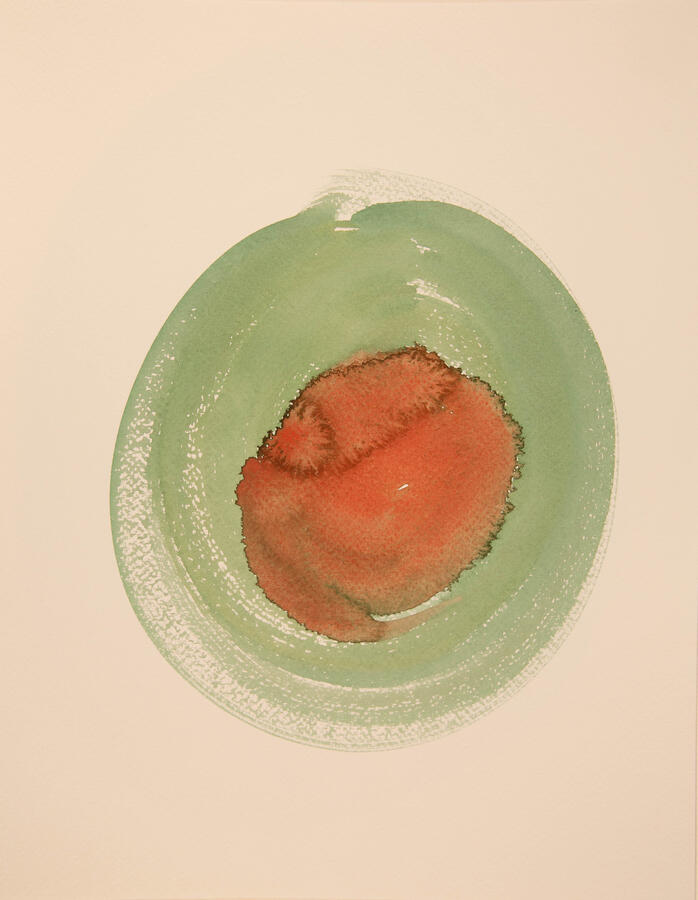 "Olive Abstractions: 5a," 2022. Watercolor on paper, 16 x 20 inches, matted/framed, $145.