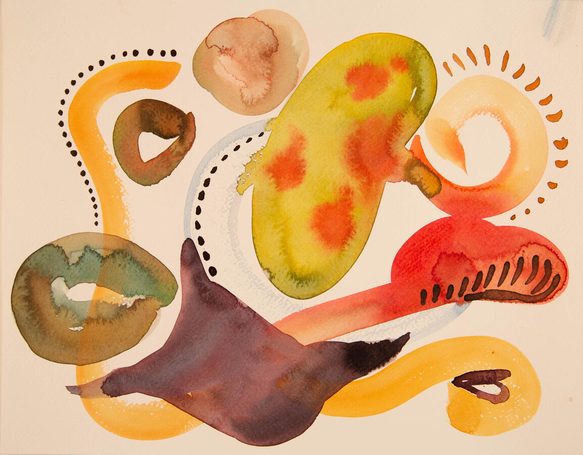 "Creatures: 1, Manta Ray," 2022. Watercolor on paper, 16 x 12 inches, matted/framed, $275.