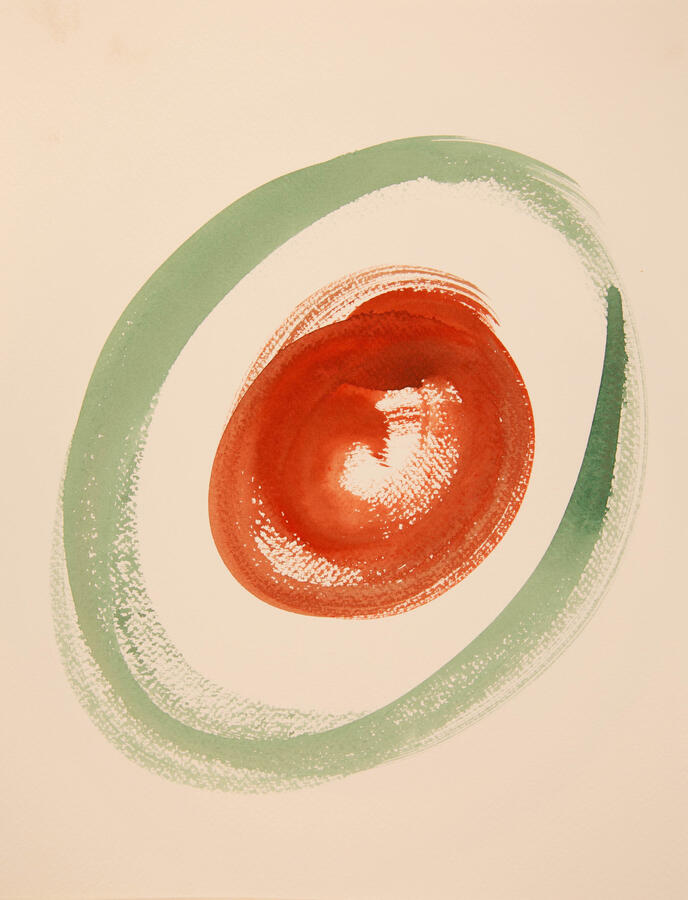 "Olive Abstractions: 6c," 2022. Watercolor on paper, 16 x 20 inches, matted/framed, $145.