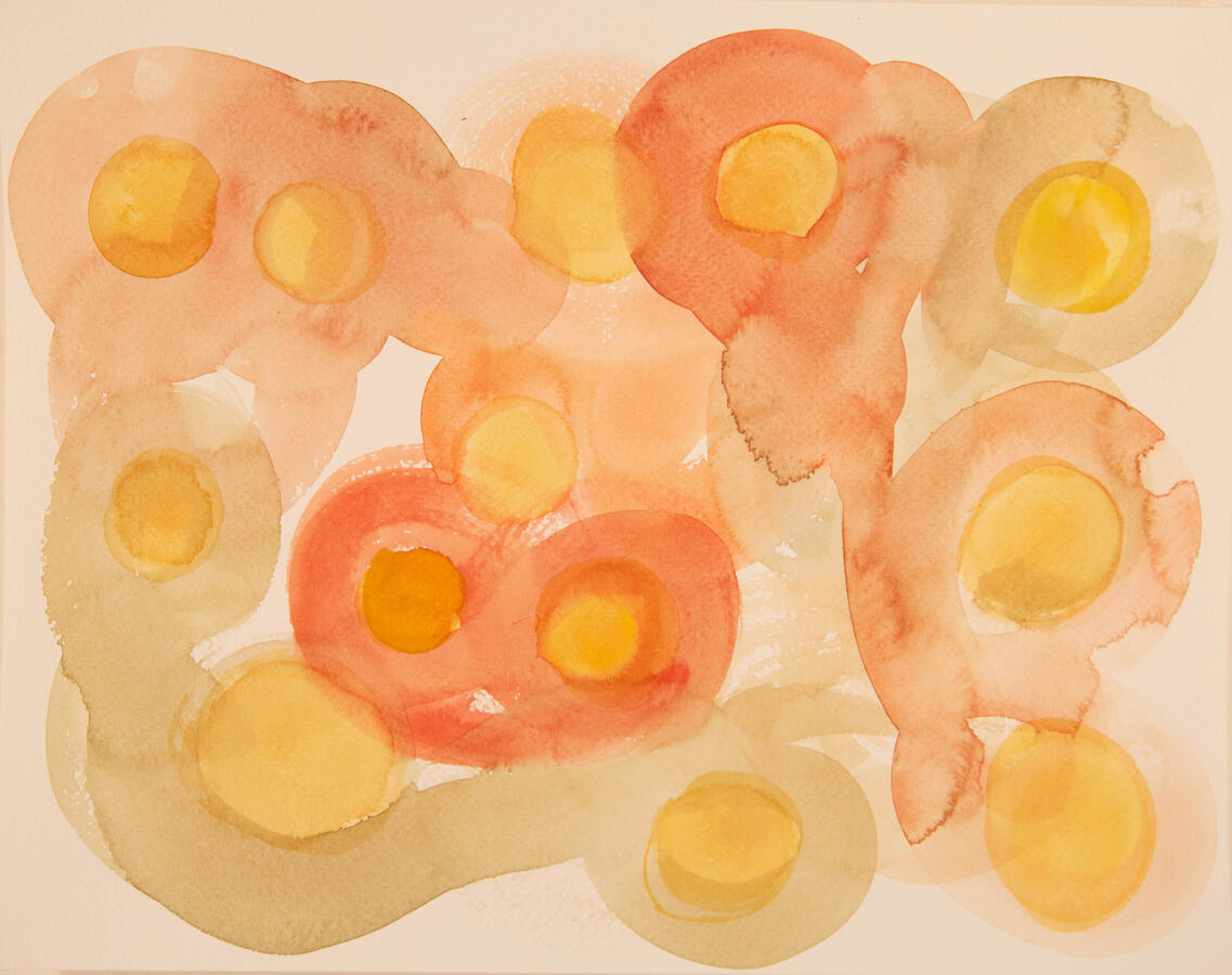 "Olive Floral Field: 2," 2022. Watercolor on paper, 20 x 16 inches, matted/framed, $275.