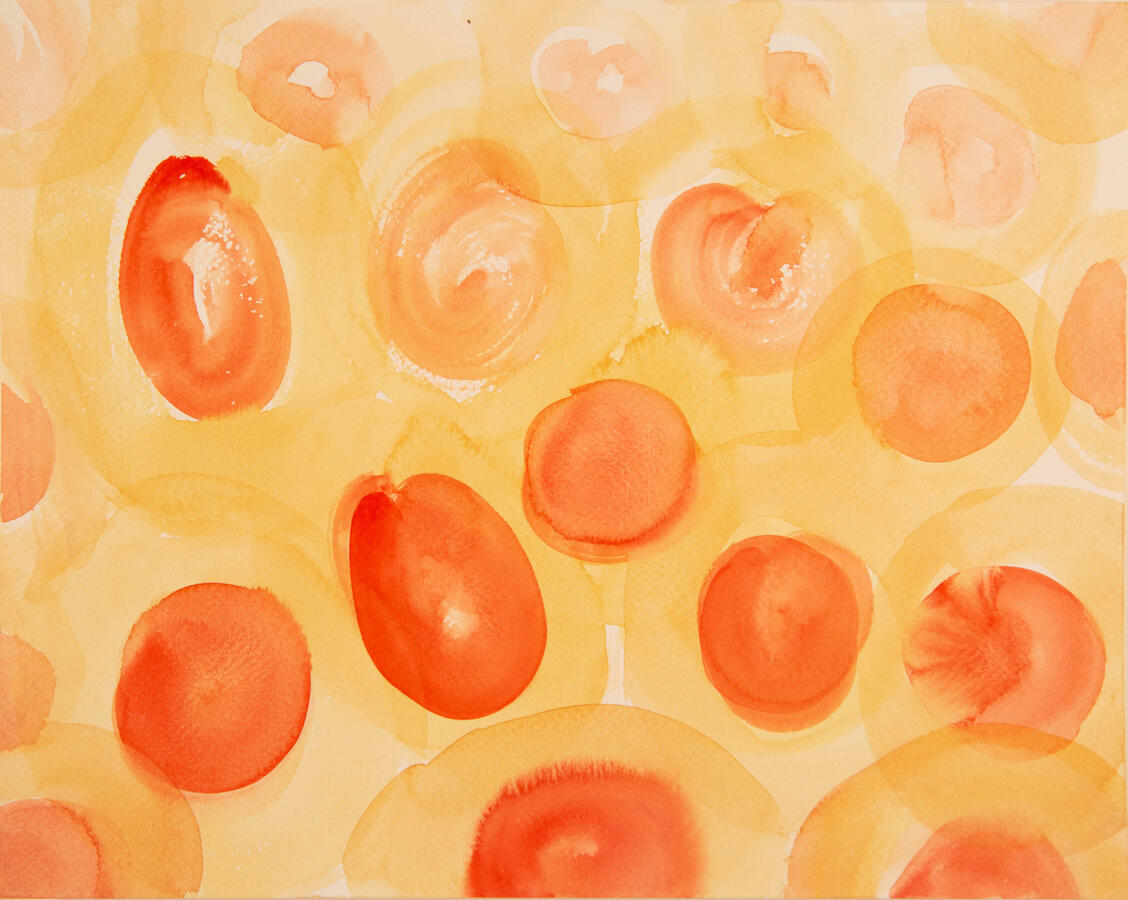 "Olive Floral Field: 1," 2022. Watercolor on paper, 20 x 16 inches, matted/framed, $275.