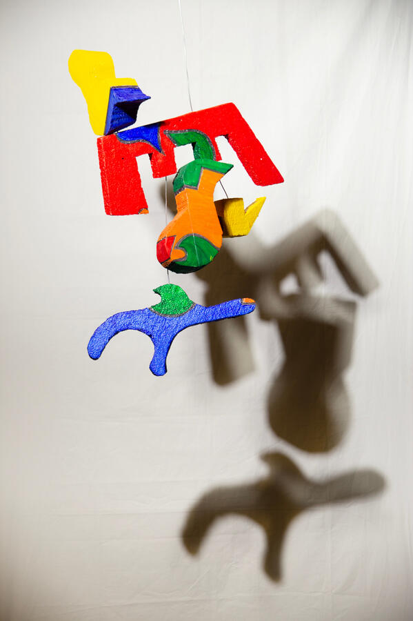 "Hummingbird, Swing Set, Horse, Boat," 2021. Mixed media: styrofoam, wire, acrylic paint, Sharpie pen, wooden dowel, 15 x 12 x 21 inches, $100.