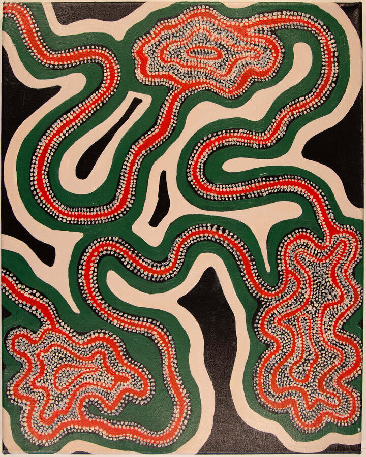 "Abstract Art's Indigenous Roots," 2022. Acrylic on stretched canvas, 16 x 20 inches, $300.