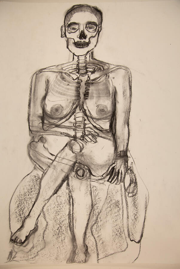 "Not Invisible," 2023. Charcoal on paper, 20 x 28 inches, matted/framed, $80.