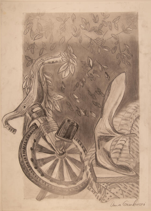 "Big Wheel Nambe," 2022. "Graphite on paper, 18 x 24 inches, unframed, $125.