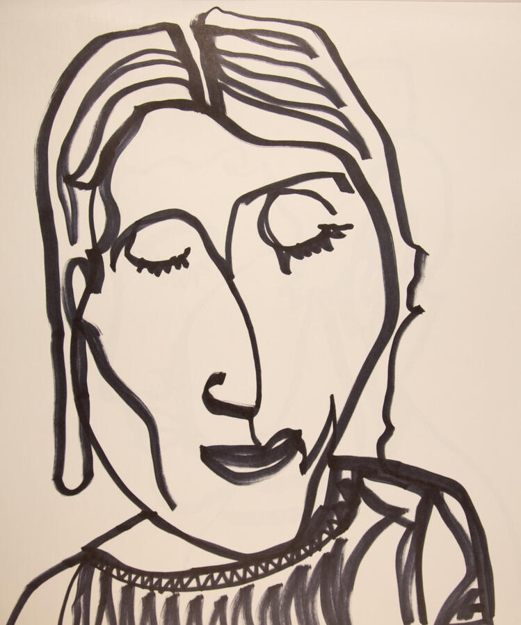 "Portrait: Jeddy," 2023. Sharpie pen on paper, 18 x 24 inches, unframed, $40.