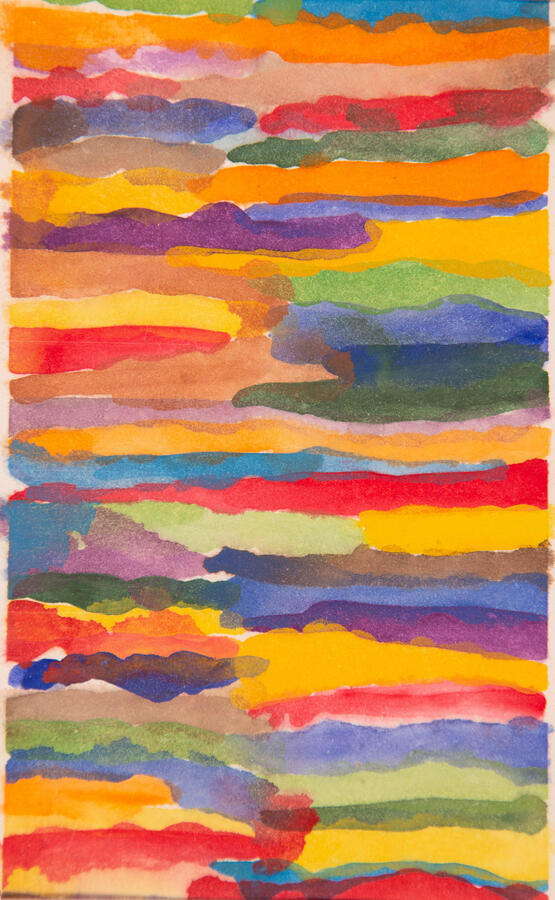 "Wiggle Stripes," 2022. Gouache on paper, 8 x 10 inches, matted/framed, $95.