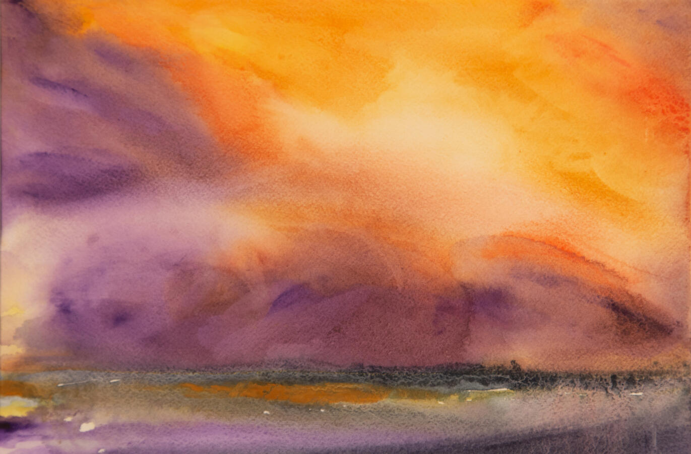 "Copper Horizon," 2017. Watercolor on paper,17 x13 inches, matted/framed, $350.