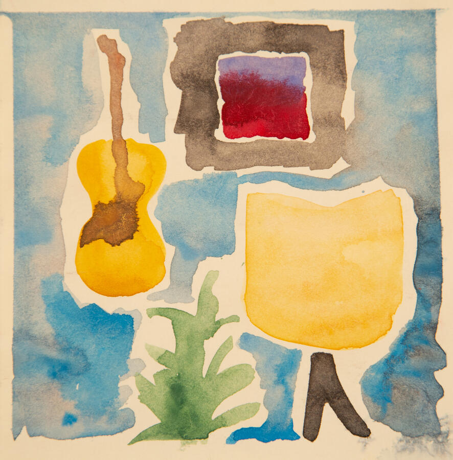 "My Bedroom," 2022. Watercolor on paper, 8 x 8 inches, matted and framed, $150.