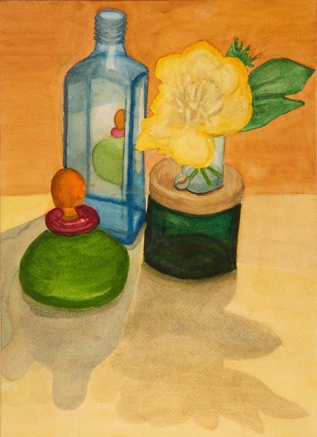 "Do You Love Colored Glass? I Do," 2022. Watercolor on paper, 16 x 20 inches, matted/framed, $300.